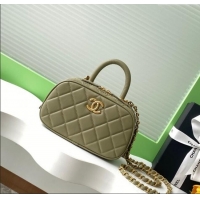 Top Design Chanel Calfskin Mini Bowling Bag AS5572 Green 2025