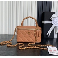 Best Price Chanel Grained Calfskin Vanity Case with Top Handle AP4799 Brown 2025