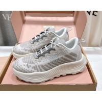 Best Grade Miu Miu Technical Fabric Platform Sneakers 6cm Cloudy Grey 2025 5E480E