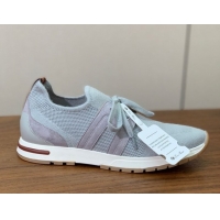 Classic Hot Loro Piana 360 LP Lady Flexy Walk Sneakers in Knit and Suede Flannel Grey 0708001