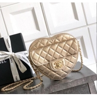New Design Chanel Lambskin Heart Bag AS5764 Gold 2025