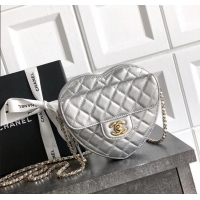Best Product Chanel Lambskin Heart Bag AS5764 Silver 2025