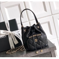 Market Sells Chanel Grained Calfskin Mini Bucket Bag CH081301 Black 2025