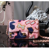 Top Quality Chanel Sequins Mini Classic Flap Bag A69900 Pink 2025
