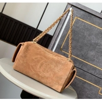 Buy Fashionable Chanel Suede Bowling Bag CH081302 Brown 2025