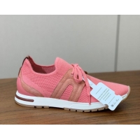Top Grade Loro Piana 360 LP Lady Flexy Walk Sneakers in Knit and Suede Pink 0708010