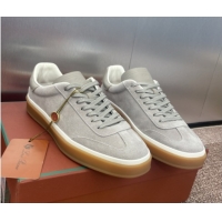 Sumptuous Loro Piana Tennis Walk Sneaker in Suede Light Grey 5080809