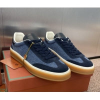 Perfect Loro Piana Tennis Walk Sneaker in Suede & Denim Blue 5080812