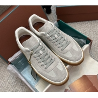 Low Price Loro Piana Tennis Walk Sneaker in Suede & Linen Light Grey 5080813