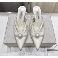 Comfortable Jimmy Choo Satin Mules with 5cm Heel White 5071912