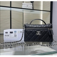 Good Taste Chanel Shiny Grained Calfskin Vanity with Chain and Star AP4854 Black 2025
