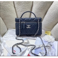 Top Quality Chanel Shiny Grained Calfskin Vanity with Chain and Star AP4854 Dark Blue 2025