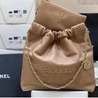 Unique Discount Chanel 22 Small Bag in Haas Grainy Calfskin AS3260 Brown 2025 Top Quality