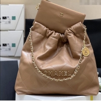 Buy Fashionable Chanel 22 Bag in Haas Grainy Calfskin AS3261 Brown 2025 Top Quality