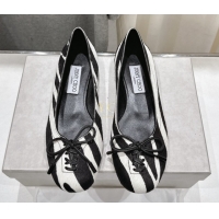 Most Popular Jimmy Choo Scarlett Ballerina Flats in Zebra Hair Black 5072101