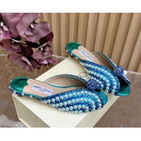 Stylish Jimmy Choo Pearls Sandals with 2.5cm Heel Green/Blue 5072109