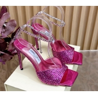 Most Popular Jimmy Choo Saeda 85 Patent Leather Sandals with Crystal Rosy 5072304