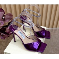 Best Product Jimmy Choo Saeda 85 Mirror Patent Leather Sandals Purple 5072307