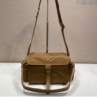 Super Quality Prada Explore medium Re-Nylon shoulder bag with flap 1BD394 Brandy Brown 2025