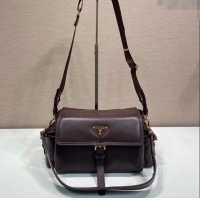 Best Price Prada Explore medium nappa leather shoulder bag with flap 1BD394 Sienna Brown 2025