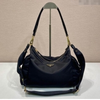 Famous Brand Prada Explore large Re-Nylon and leather shoulder bag 1BC264 Black 2025