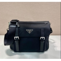 Top Grade Prada Mens Nylon and Leather Messenger Bag 2VD071 Black 2025