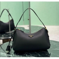 Reasonable Price Prada Aimee medium leather shoulder bag 1BC229 Black 2025