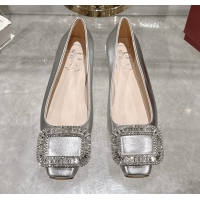 Top Grade Roger Vivier Belle Vivier Ballerinas with Crystal Buckle Silver 5073106