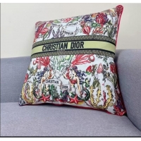 Unique Grade Dior Embroidered Cotton Square Pillow 50x50cm D060702 2025