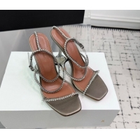 Most Popular Amina Muaddi Glid Ankle Strap Sandals 9.5cm in PVC and Leather with Strass Grey AM070902