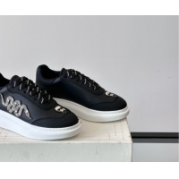 Pretty Style Alexander McQueen Oversized Sneakers in Calfskin Leather AM04 Black 5081504