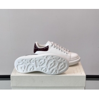 Unique Style Alexander McQueen Oversized Sneakers in Calfskin Leather AM05 White/Burgundy 5081505