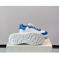 Modern Alexander McQueen Oversized Sneakers in Calfskin Leather AM07 White/Blue 5081507