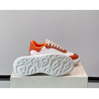 Shop Duplicate Alexander McQueen Oversized Sneakers in Calfskin Leather AM08 White/Orange 5081508