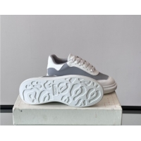 Classic Hot Alexander McQueen Oversized Sneakers in Calfskin Leather AM10 White/Grey 5081510