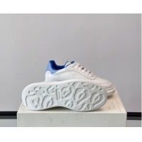 Popular Style Alexander McQueen Oversized Sneakers in Calfskin Leather AM18 White/Blue 5081905