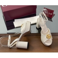 Good Looking Gucci Leather Platform Sandals 8.5cm with Double G White 50711153