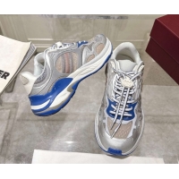 Super Gucci 2.0 Sneakers in Mesh and Leather Grey/Blue 2025 816489