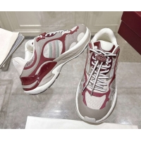 Top Grade Gucci 2.0 Sneakers in Mesh and Leather Grey/Ancora Red 2025 816489