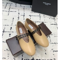 ​Good Taste Alaia Ballet Flats in Calfskin Leather with Double Buckle Strap 0810 Beige 2024