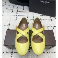 Famous Brand Alaia Criss Cross Ballet Flats in Patent Calfskin A21903 Yellow 2024