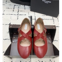 Low Cost Brand Alaia Criss Cross Ballet Flats in Patent Calfskin A21903 Burgundy 2024