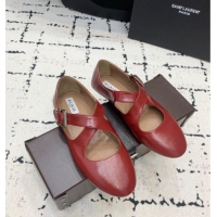 Low Cost Brand Alaia Criss Cross Ballet Flats in Patent Calfskin A21903 Burgundy 2024