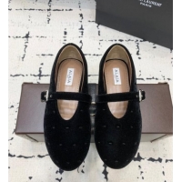 Top Quality Alaia Ballet Flats in Velvet AL100801 Black 2024