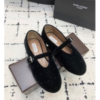 Top Quality Alaia Ballet Flats in Velvet AL100801 Black 2024