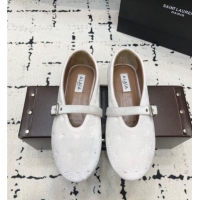 Buy Discount Alaia Ballet Flats in Velvet AL100801 White 2024