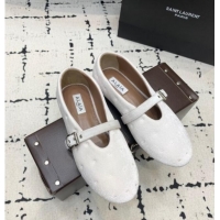 Buy Discount Alaia Ballet Flats in Velvet AL100801 White 2024