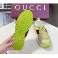 Unique Style Gucci Women's Re-Motion Sneakers with Ankle Strap in GG Canvas and Suede Acid Green 832918