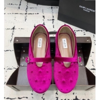 Top Grade Alaia Ballet Flats in Velvet AL100801 Purple 2024
