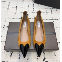 Best Product Alaia Le Cœur Heart Ballet Flats in Suede and Patent Leather AL100803 Yellow 2024
